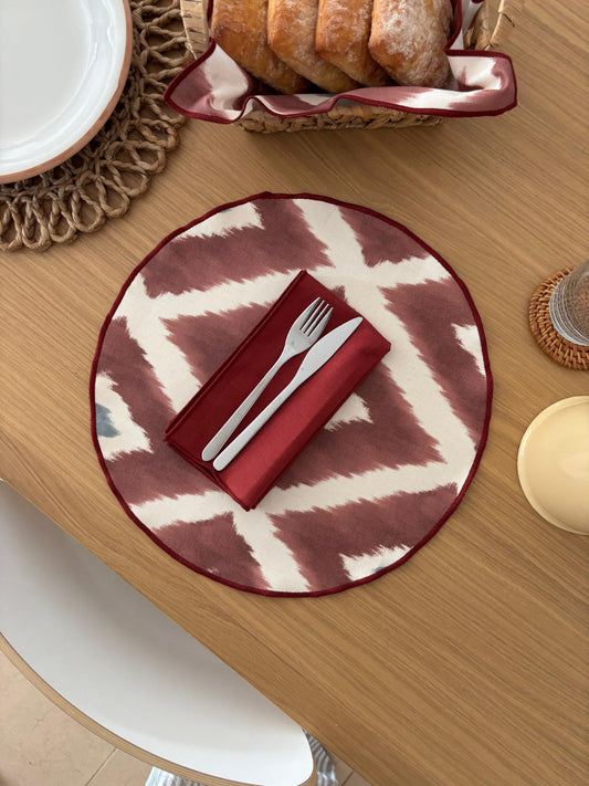 INDIVIDUAL RESINADO IKAT BURDEOS REDONDO