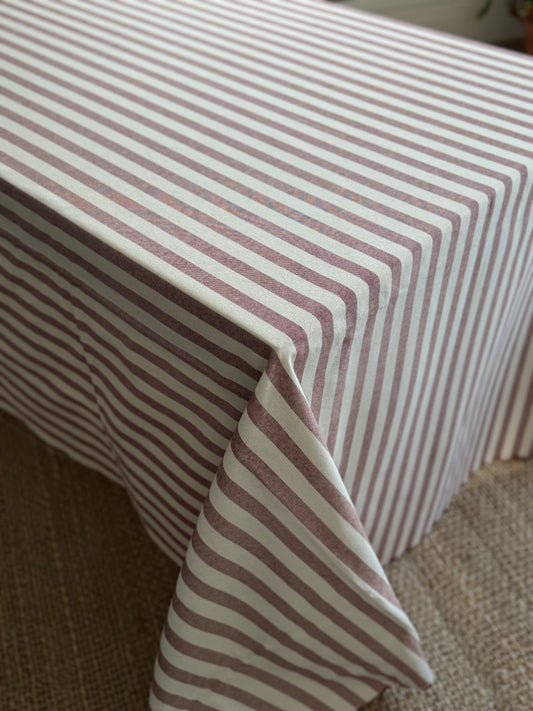 MANTEL ALGODÓN RAYAS RÚSTICAS RUBÍ