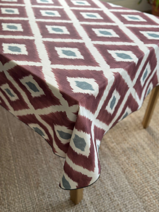 MANTEL ALGODÓN IKAT BURDEOS