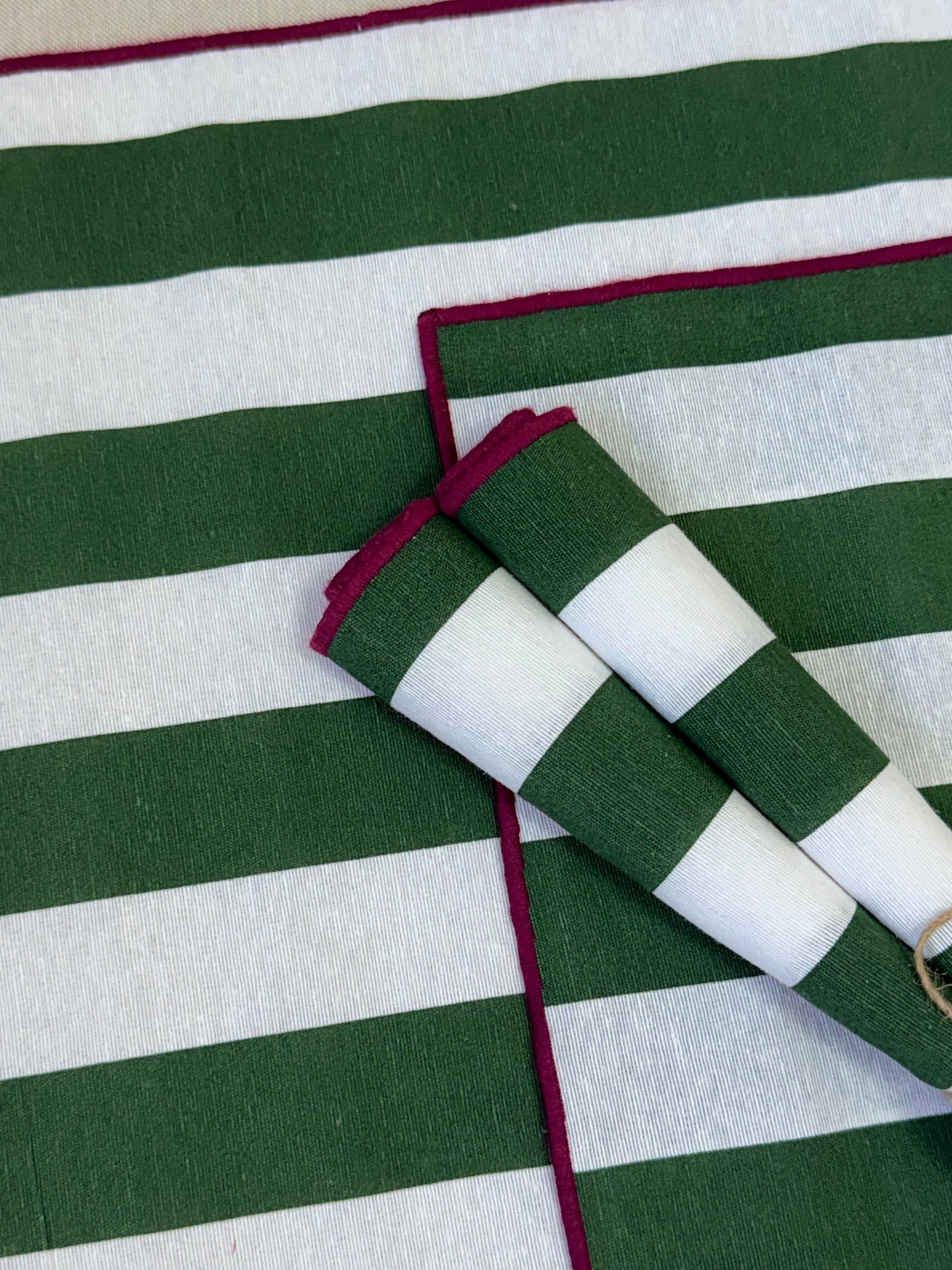 PACK INDIVIDUALES RAYAS VERDES CON BUGANVILLA