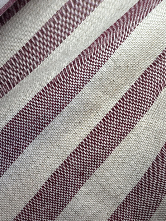 MANTEL ALGODÓN RAYAS RÚSTICAS RUBÍ