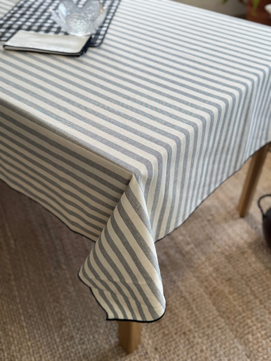 TELA RAYAS RÚSTICAS AZUL GRISÁCEO ALGODÓN