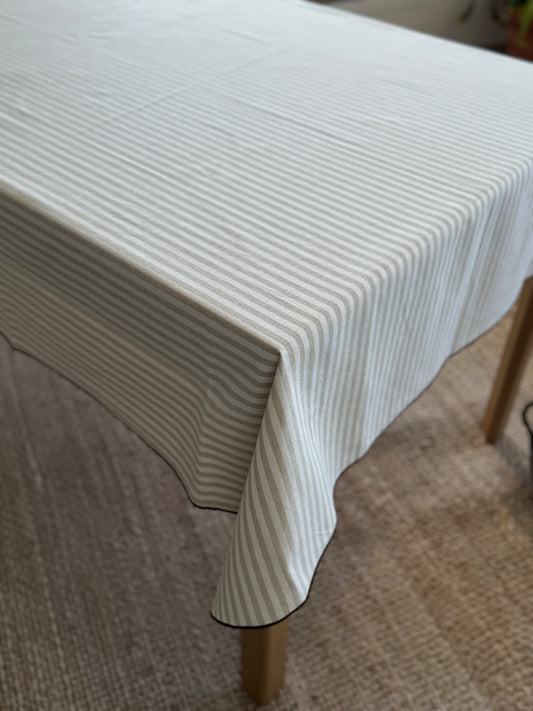 MANTEL ALGODÓN RAYAS RÚSTICAS BEIGE