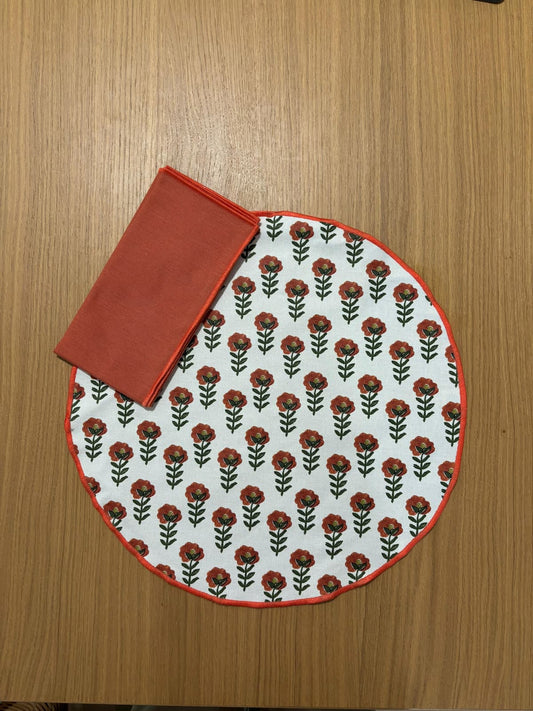 tela cazorla mantel individual con servilleta de tela color coral