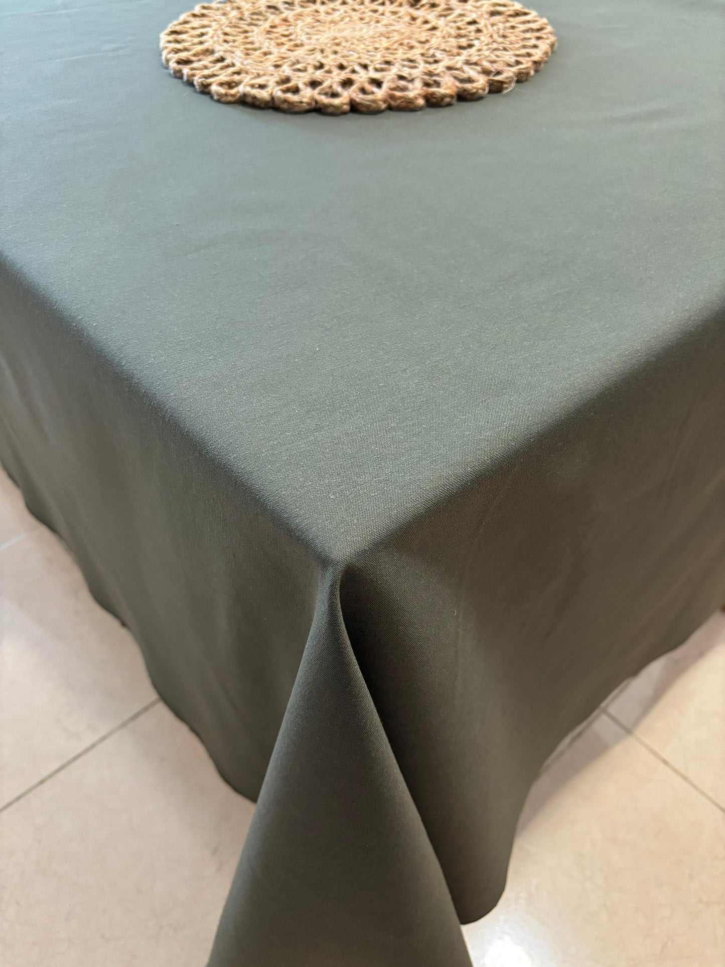 mantel a medida algodón color verde oliva