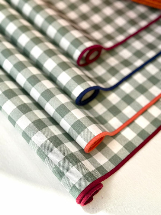 vichy verde resinado anti manchas, individual o mantel a medida