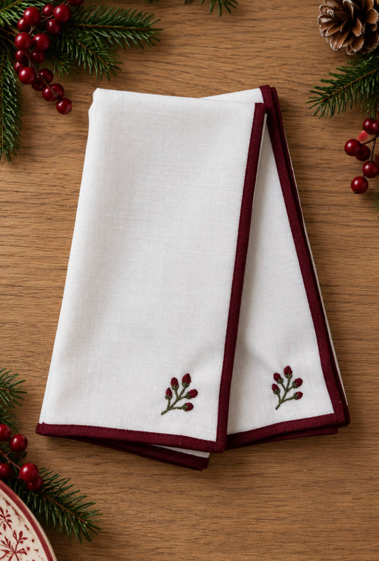 servilletas bordadas de navidad mantelío