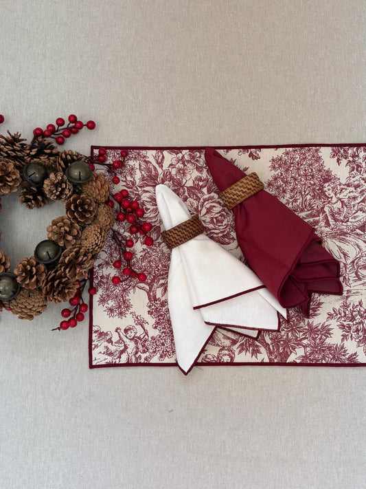 INDIVIDUAL RESINADO TOILE DE JOUY BURDEOS