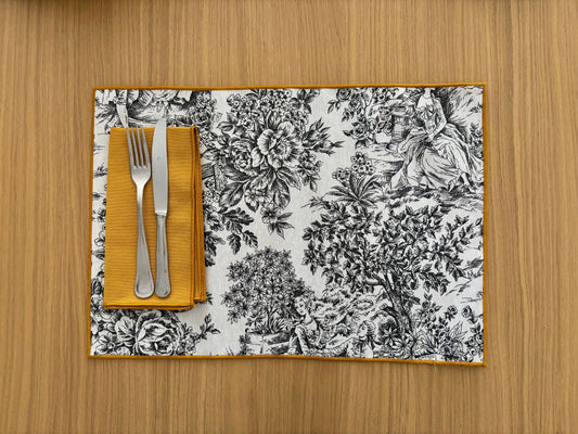 INDIVIDUAL RESINADO TOILE DE JOUY NEGRO