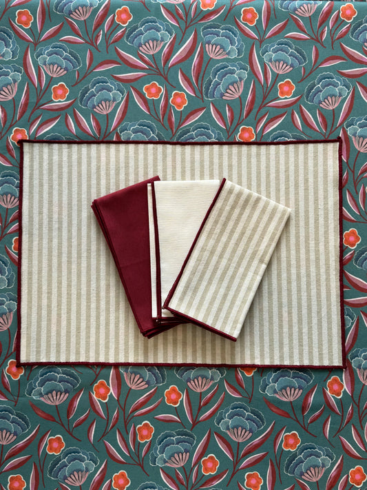 SERVILLETA ALGODÓN RAYAS BEIGE