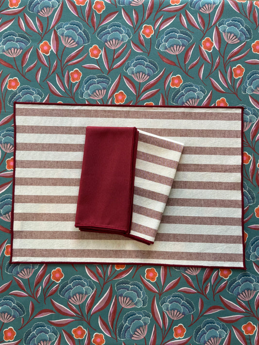 SERVILLETA ALGODÓN RAYAS RUBÍ