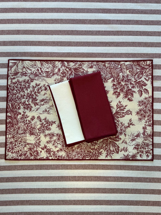 INDIVIDUAL RESINADO TOILE DE JOUY BURDEOS