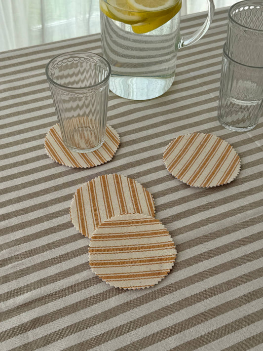 PACK DE 4 POSAVASOS RAYAS MOSTAZA
