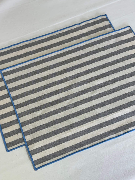 PACK INDIVIDUALES RAYAS GRIS CON CELESTE