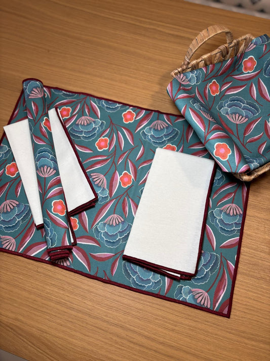 Mantel individual anti manchas colección Granada con servilletas de tela a juego