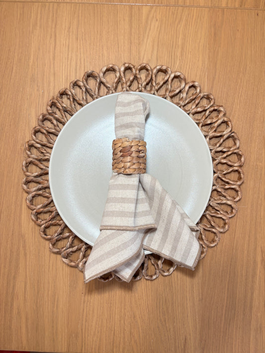 SERVILLETA ALGODÓN RAYAS BEIGE