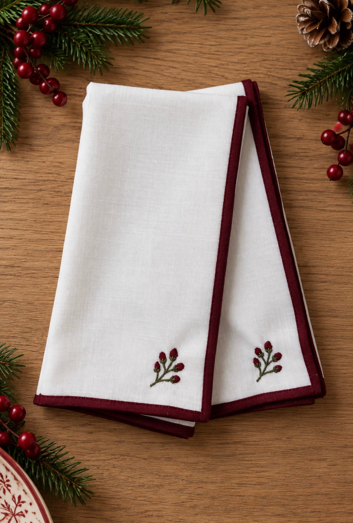 servilletas bordadas de navidad mantelío